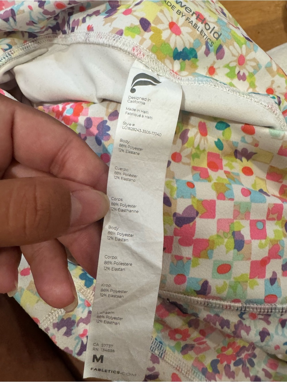 Fabletics PowerHold High-Waisted Floral Leggings – Size Medium - Picture 3 of 5